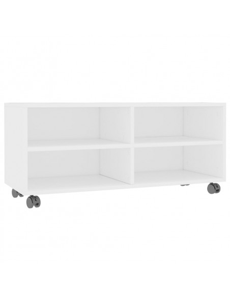 Mobile TV con Ruote Bianco 90x35x35 cm in Legno Multistrato