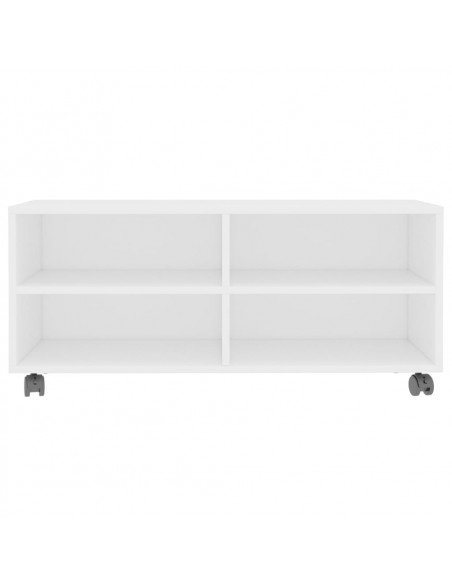 Mobile TV con Ruote Bianco 90x35x35 cm in Legno Multistrato