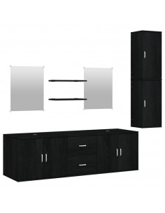 Set Mobili da Bagno 7 pz Nero in Legno Multistrato 2