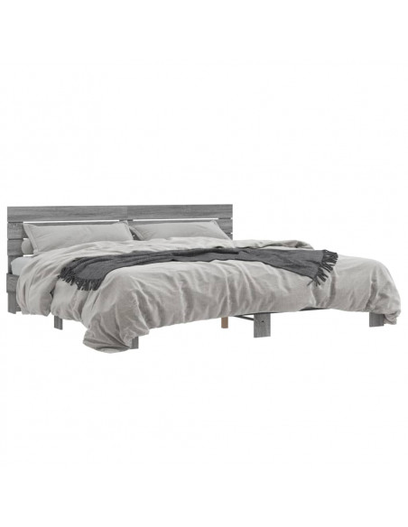 Giroletto Grigio Sonoma 180x200 cm in Legno Multistrato Metallo