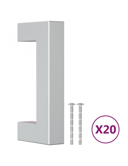 Maniglie per Mobili 20pz Argento 64mm in Acciaio Inox