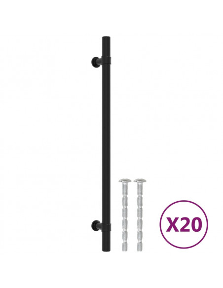 Maniglie per Mobili 20 pz Nere 224 mm in Acciaio Inox