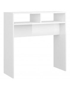 Tavolino Consolle Bianco Lucido 78x30x80 cm Legno Multistrato 2