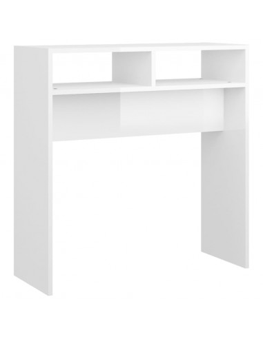 Tavolino Consolle Bianco Lucido 78x30x80 cm Legno Multistrato