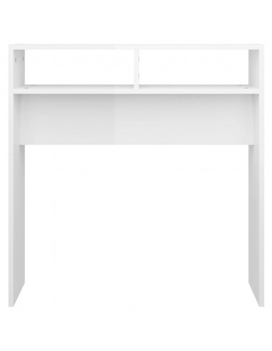 Tavolino Consolle Bianco Lucido 78x30x80 cm Legno Multistrato