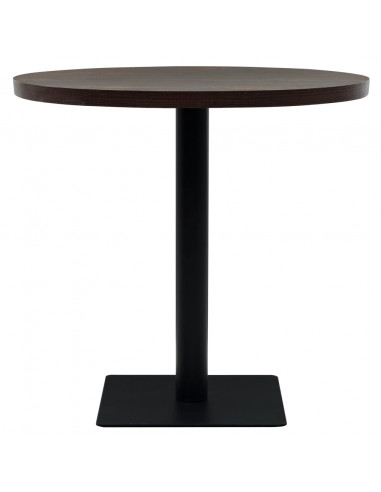 Tavolo Bistrot in MDF e Acciaio Rotondo 80x75 cm Cenere Scura