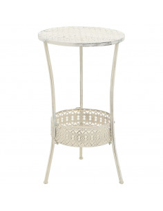 Tavolino da Bar Vintage Circolare in Metallo 40x70cm Bianco 2