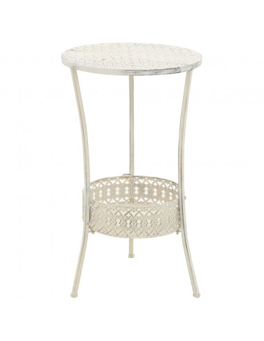 Tavolino da Bar Vintage Circolare in Metallo 40x70cm Bianco