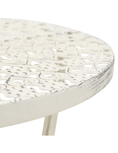 Tavolino da Bar Vintage Circolare in Metallo 40x70cm Bianco