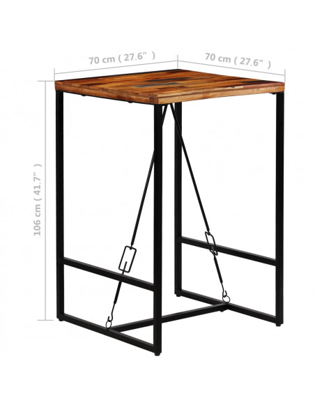 Tavolino da Bar in Legno Massello di Recupero 70x70x106cm