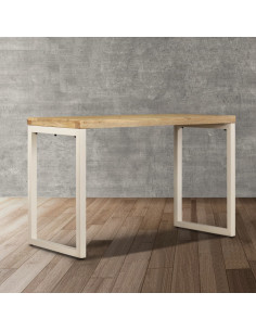 Tavolo da Pranzo 115x55x76 cm Legno Massello di Mango e Acciaio 2
