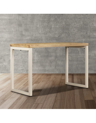 Tavolo da Pranzo 115x55x76 cm Legno Massello di Mango e Acciaio