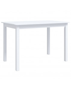 Tavolo da Pranzo Bianco 114x71x75cm in Legno Massello di Hevea 2