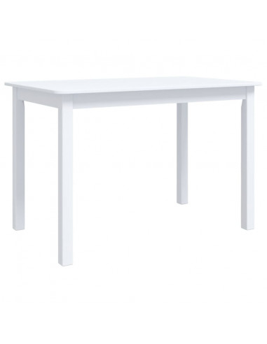 Tavolo da Pranzo Bianco 114x71x75cm in Legno Massello di Hevea