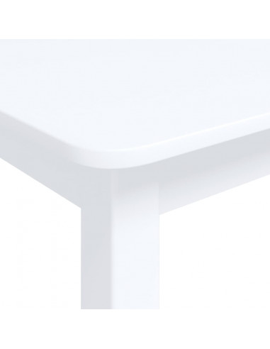 Tavolo da Pranzo Bianco 114x71x75cm in Legno Massello di Hevea