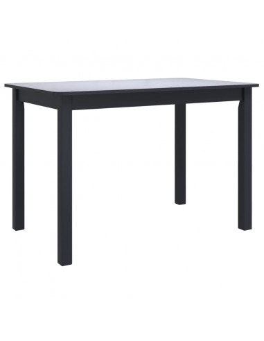 Tavolo da Pranzo Nero 114x71x75cm in Legno Massello di Hevea