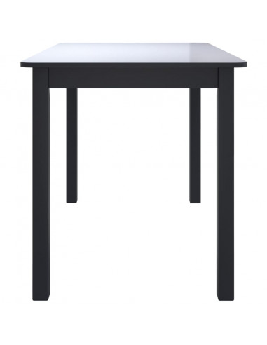 Tavolo da Pranzo Nero 114x71x75cm in Legno Massello di Hevea