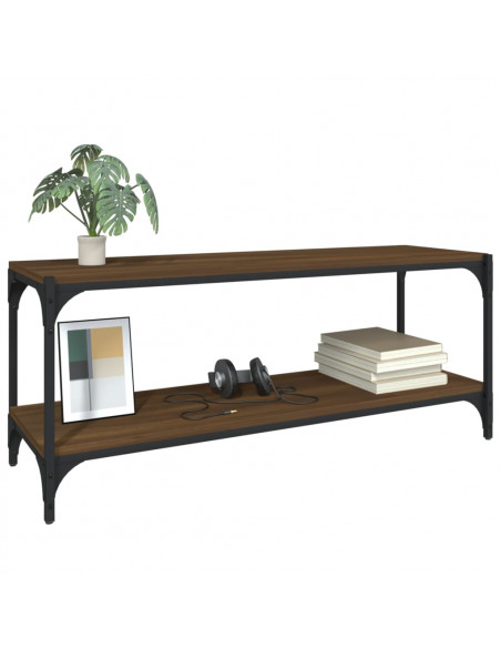 Mobile TV Rovere Marrone 100x33x41cm Legno Multistrato Acciaio