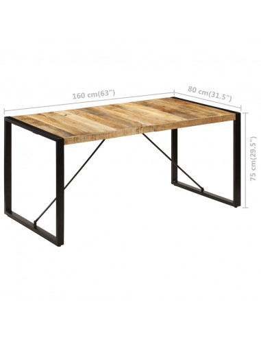 Tavolo da Pranzo 160x80x75 cm in Legno Massello di Mango