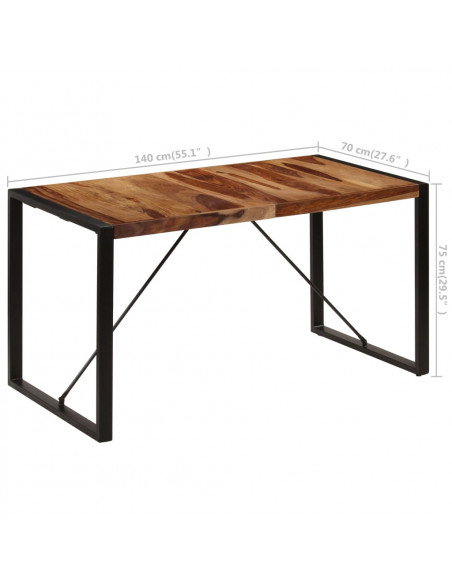 Tavolo da Pranzo 140x70x75 cm in Legno Massello di Sheesham