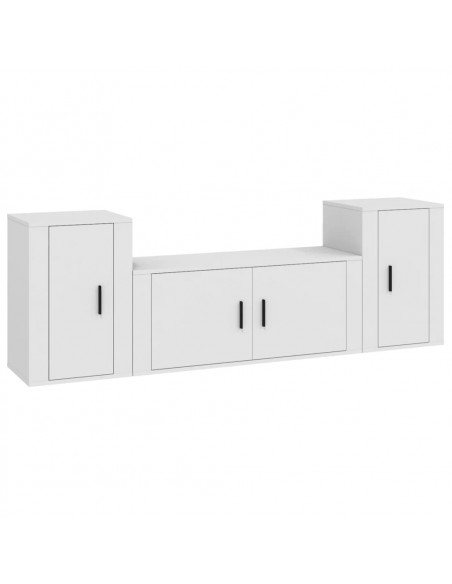Set Mobili Porta TV 3 pz Bianco in Legno Multistrato