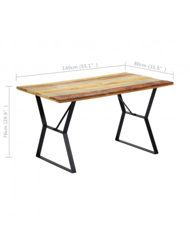 Tavolo da Pranzo 140x80x76 cm in Legno Massello di Recupero