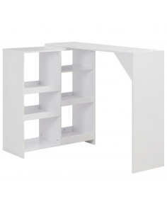 Tavolo da Bar con Scaffale Mobile Bianco 138x39x110 cm 2
