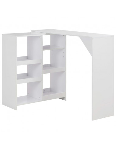 Tavolo da Bar con Scaffale Mobile Bianco 138x39x110 cm