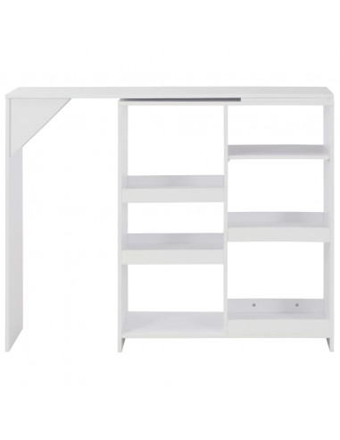 Tavolo da Bar con Scaffale Mobile Bianco 138x39x110 cm