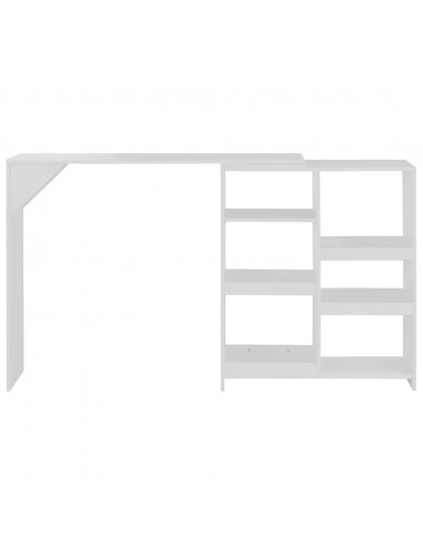 Tavolo da Bar con Scaffale Mobile Bianco 138x39x110 cm