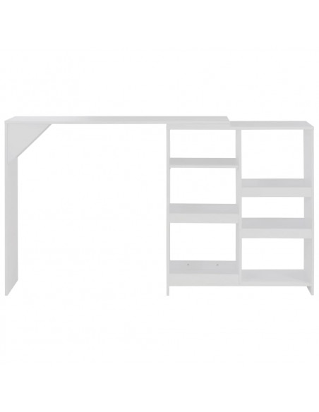 Tavolo da Bar con Scaffale Mobile Bianco 138x39x110 cm