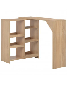 Tavolo da Bar con Scaffale Mobile Rovere 138x39x110 cm 2