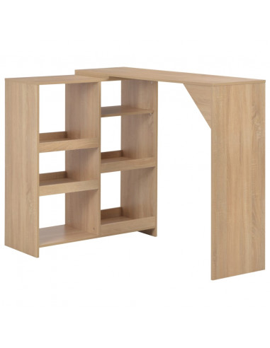 Tavolo da Bar con Scaffale Mobile Rovere 138x39x110 cm