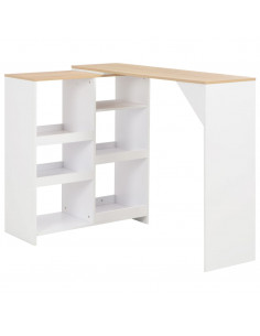 Tavolo da Bar con Scaffale Mobile Bianco 138x39x110 cm 2