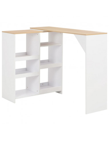 Tavolo da Bar con Scaffale Mobile Bianco 138x39x110 cm