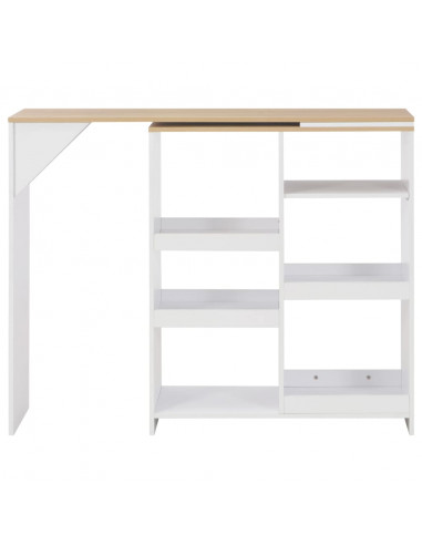 Tavolo da Bar con Scaffale Mobile Bianco 138x39x110 cm