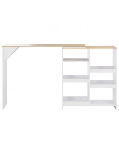 Tavolo da Bar con Scaffale Mobile Bianco 138x39x110 cm