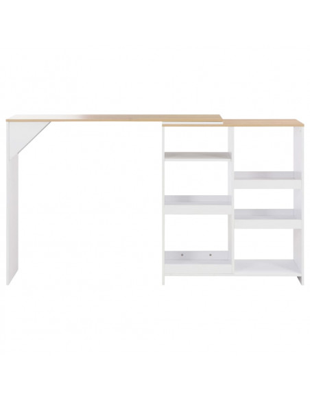 Tavolo da Bar con Scaffale Mobile Bianco 138x39x110 cm