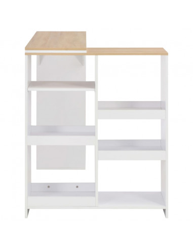 Tavolo da Bar con Scaffale Mobile Bianco 138x39x110 cm