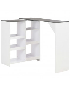 Tavolo da Bar con Scaffale Mobile Bianco 138x39x110 cm 2