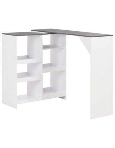 Tavolo da Bar con Scaffale Mobile Bianco 138x39x110 cm