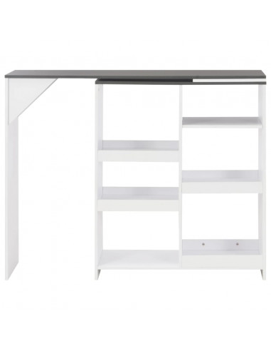 Tavolo da Bar con Scaffale Mobile Bianco 138x39x110 cm