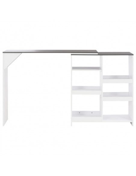 Tavolo da Bar con Scaffale Mobile Bianco 138x39x110 cm