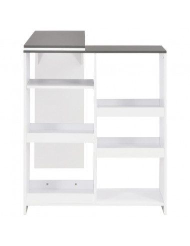 Tavolo da Bar con Scaffale Mobile Bianco 138x39x110 cm