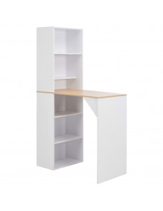 Tavolo da Bar con Mobiletto Bianco 115x59x200 cm 2