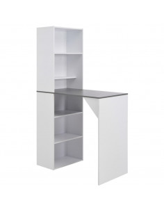 Tavolo da Bar con Mobiletto Bianco 115x59x200 cm 2