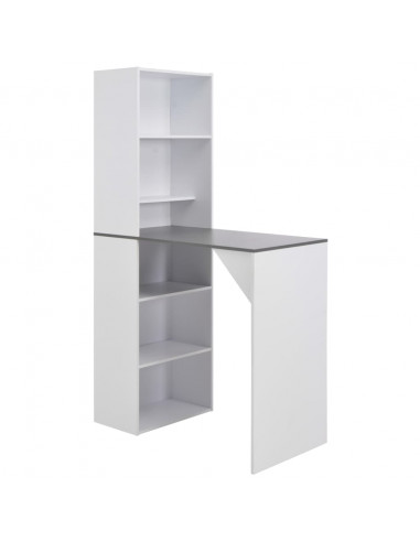 Tavolo da Bar con Mobiletto Bianco 115x59x200 cm