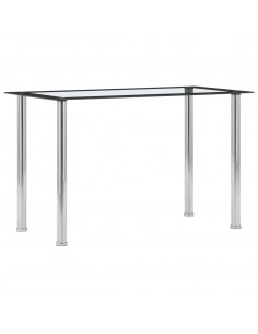 Tavolo da Pranzo Nero e Trasparente 120x60x75cm Vetro Temperato 2