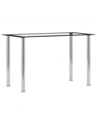 Tavolo da Pranzo Nero e Trasparente 120x60x75cm Vetro Temperato