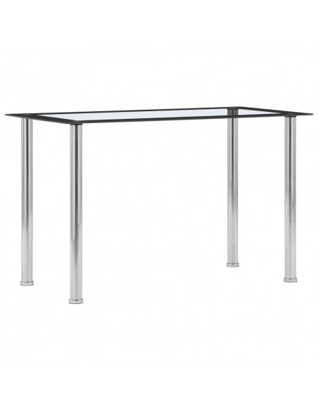 Tavolo da Pranzo Nero e Trasparente 120x60x75cm Vetro Temperato